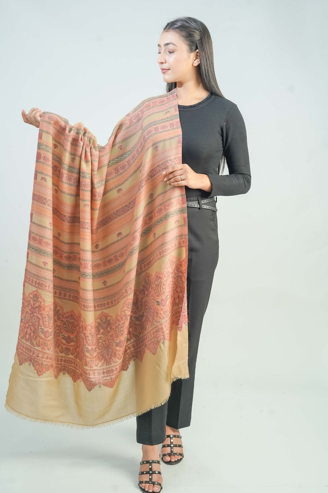 Woven Detailed Booti Women's Shawl