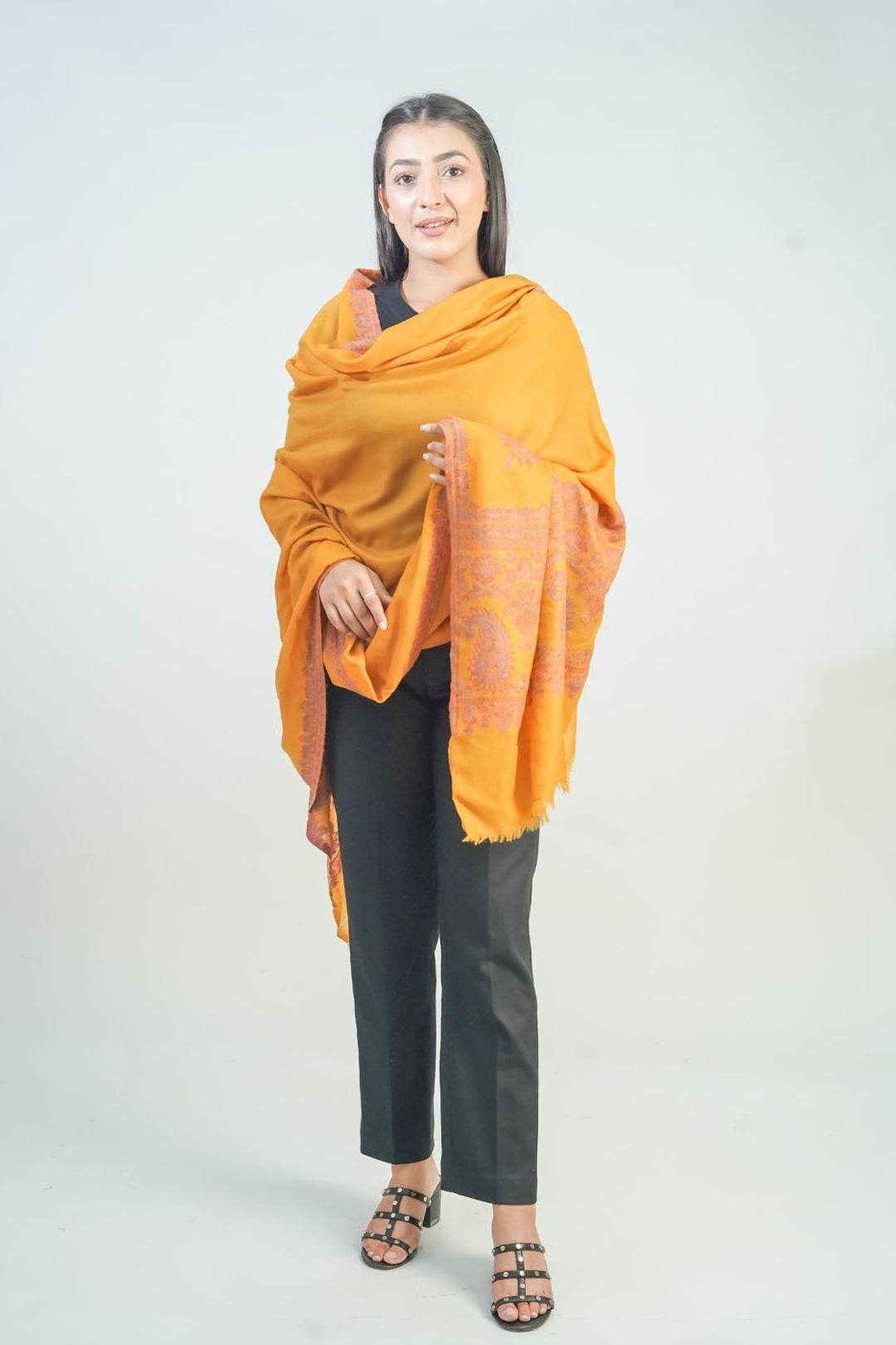 Woven Border Design Women's Shawl - Palla Kunj