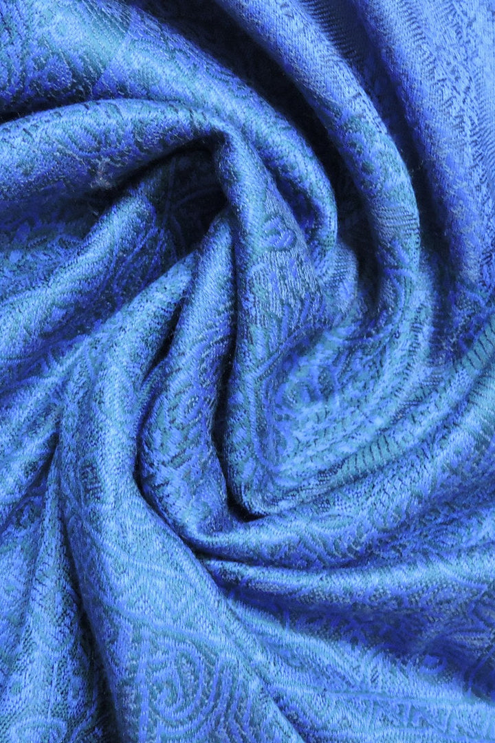 Formal Cobalt Blue Wool Silk Stole