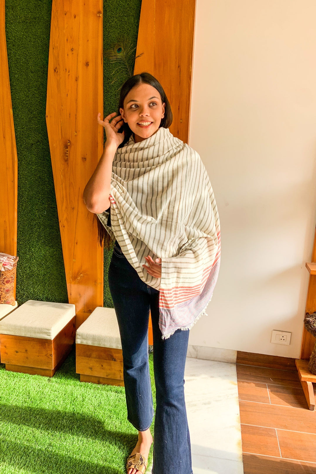 100% Cotton Dupatta/ Shawl - Liney