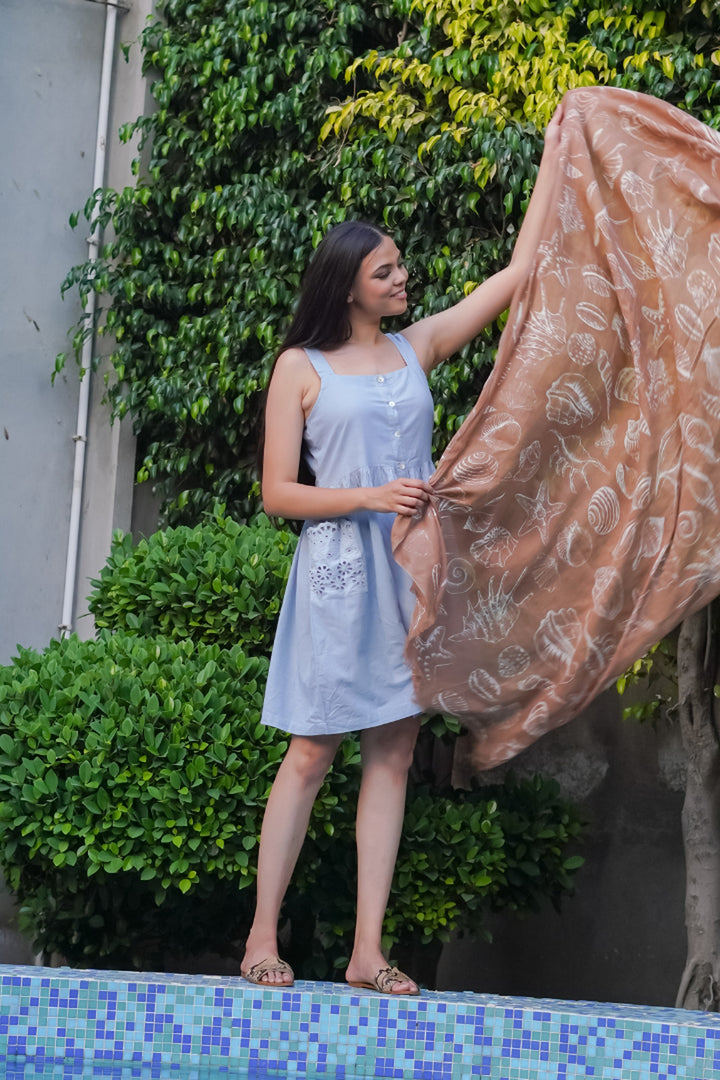 100% Cotton Seashells Print Stole