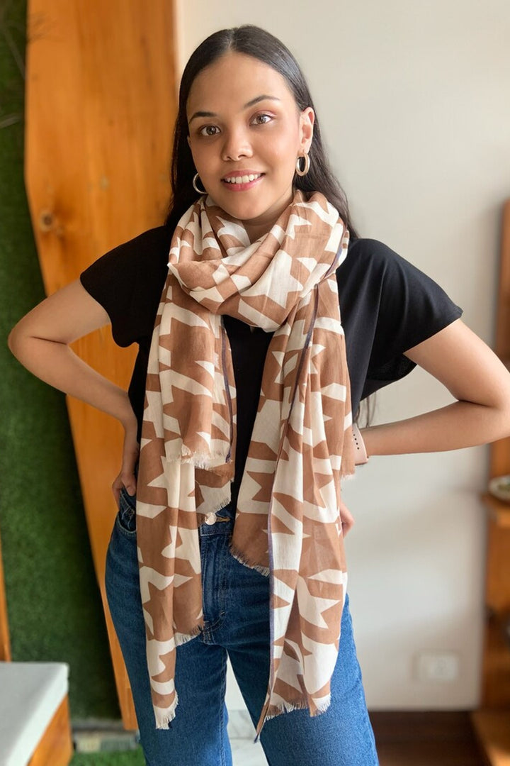 100% Cotton Hound's Tooth Print Stole