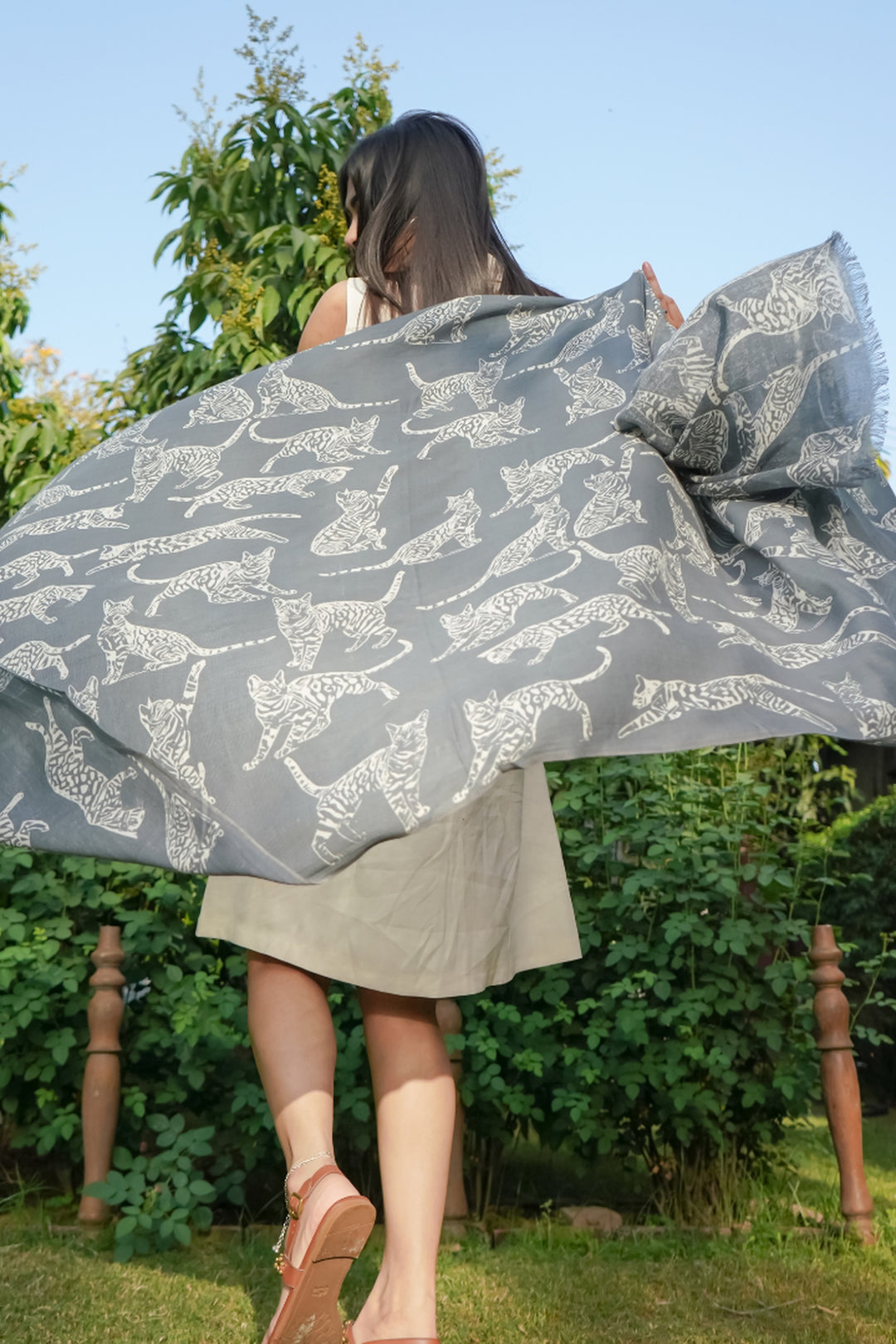 100% Cotton Cats Print Stole