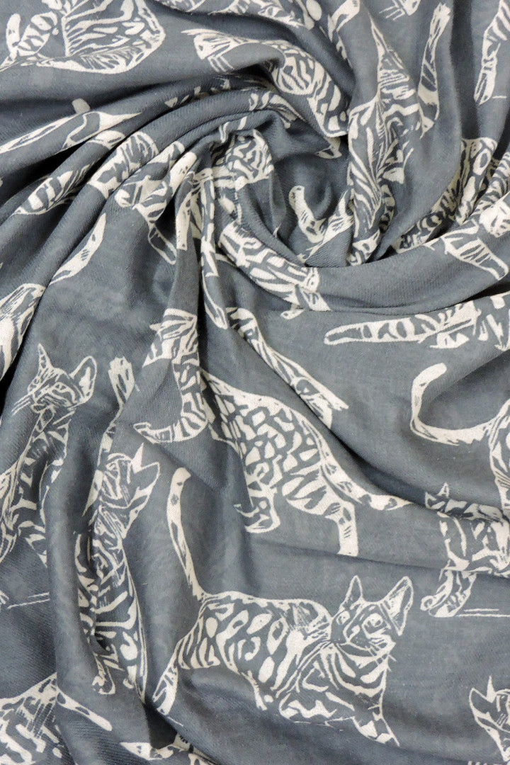 100% Cotton Cats Print Stole