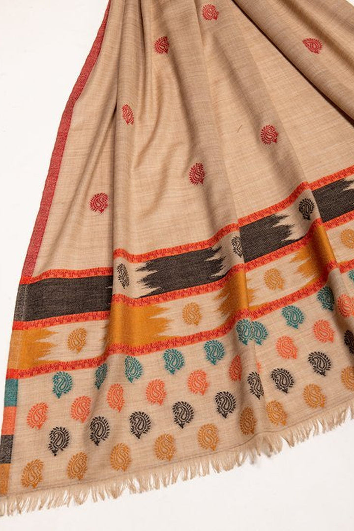 Merino Wool Woven Kani Women's Shawl - Ikat Design