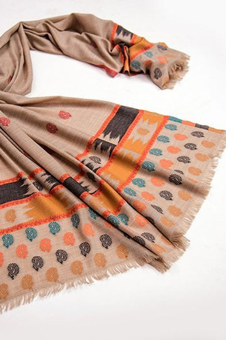 Merino Wool Woven Kani Women's Shawl - Ikat Design