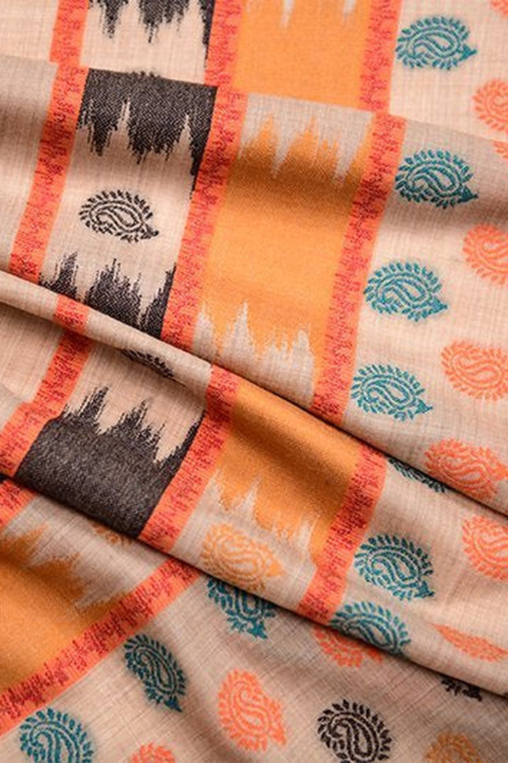 Merino Wool Woven Kani Women's Shawl - Ikat Design