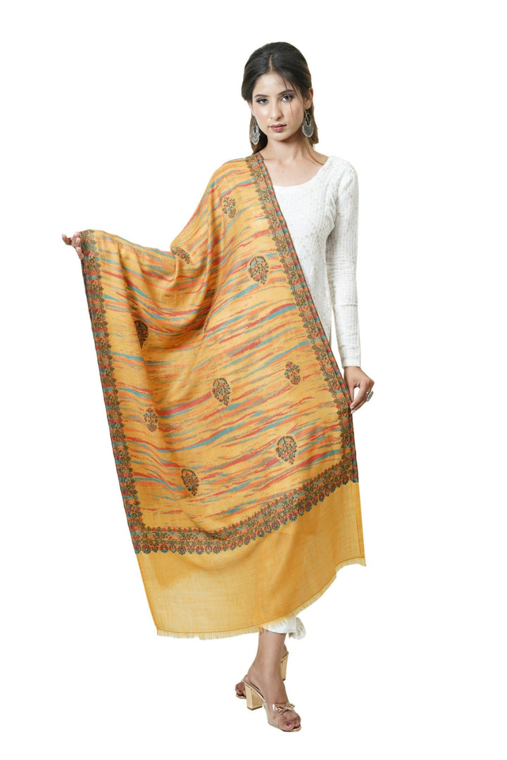 Merino Wool Women's Stole In Melange - Ikat Style