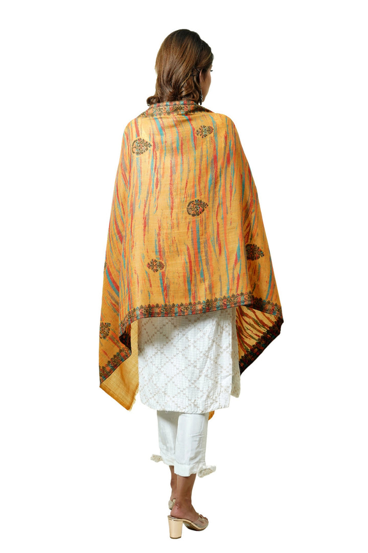 Merino Wool Women's Stole In Melange - Ikat Style