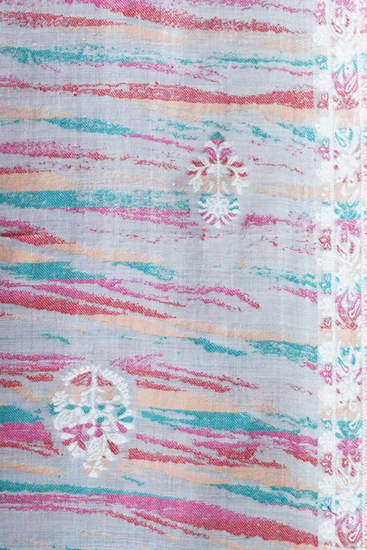 Merino Wool Women's Stole In Melange - Ikat Style