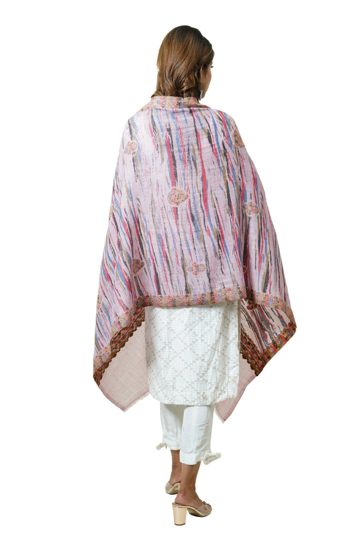 Merino Wool Women's Stole In Melange - Ikat Style