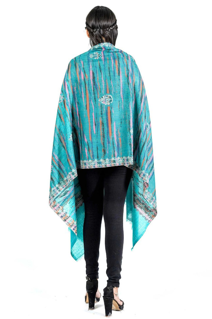Merino Wool Women's Stole In Melange - Ikat Style
