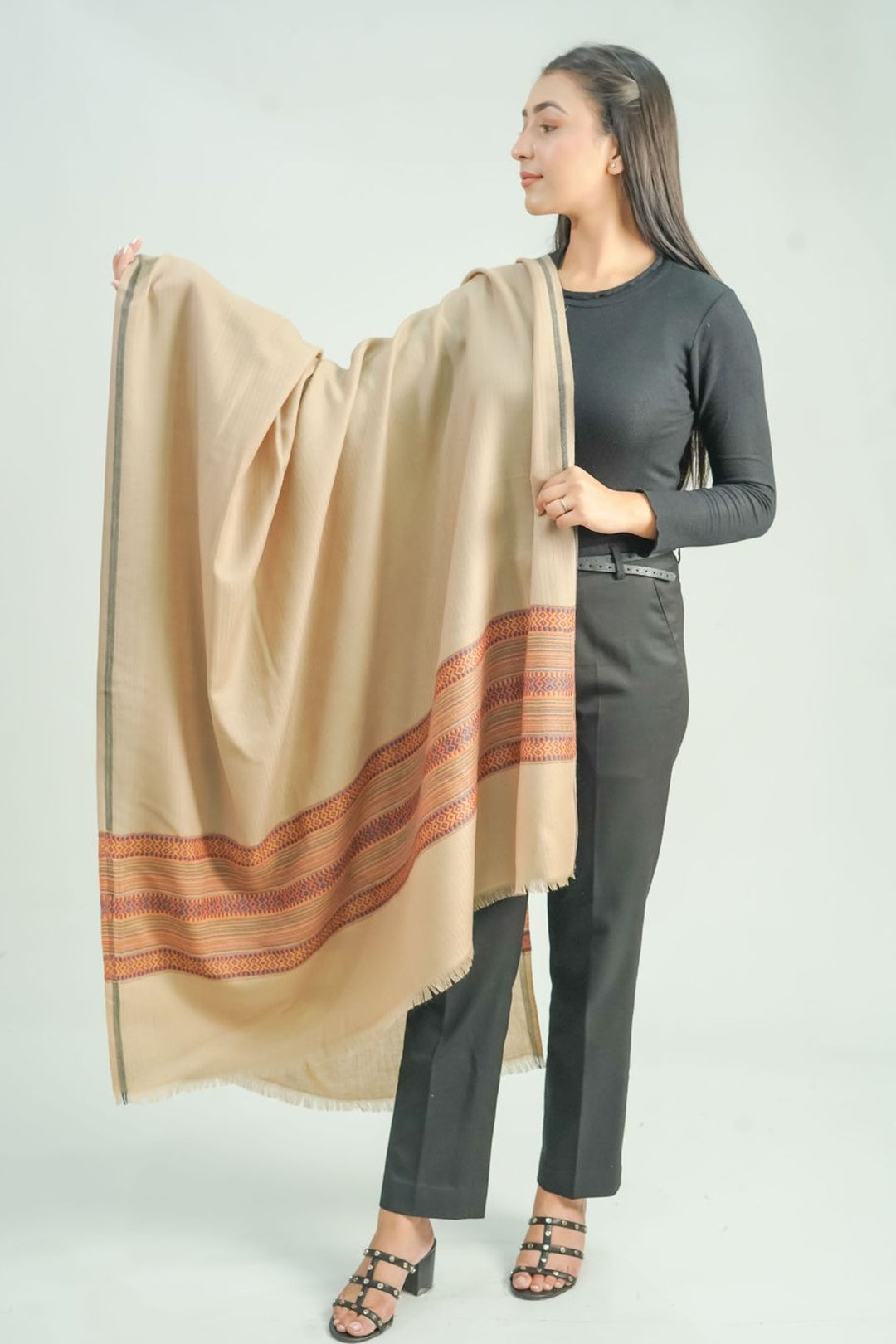 Woven Border Design Women's Shawl