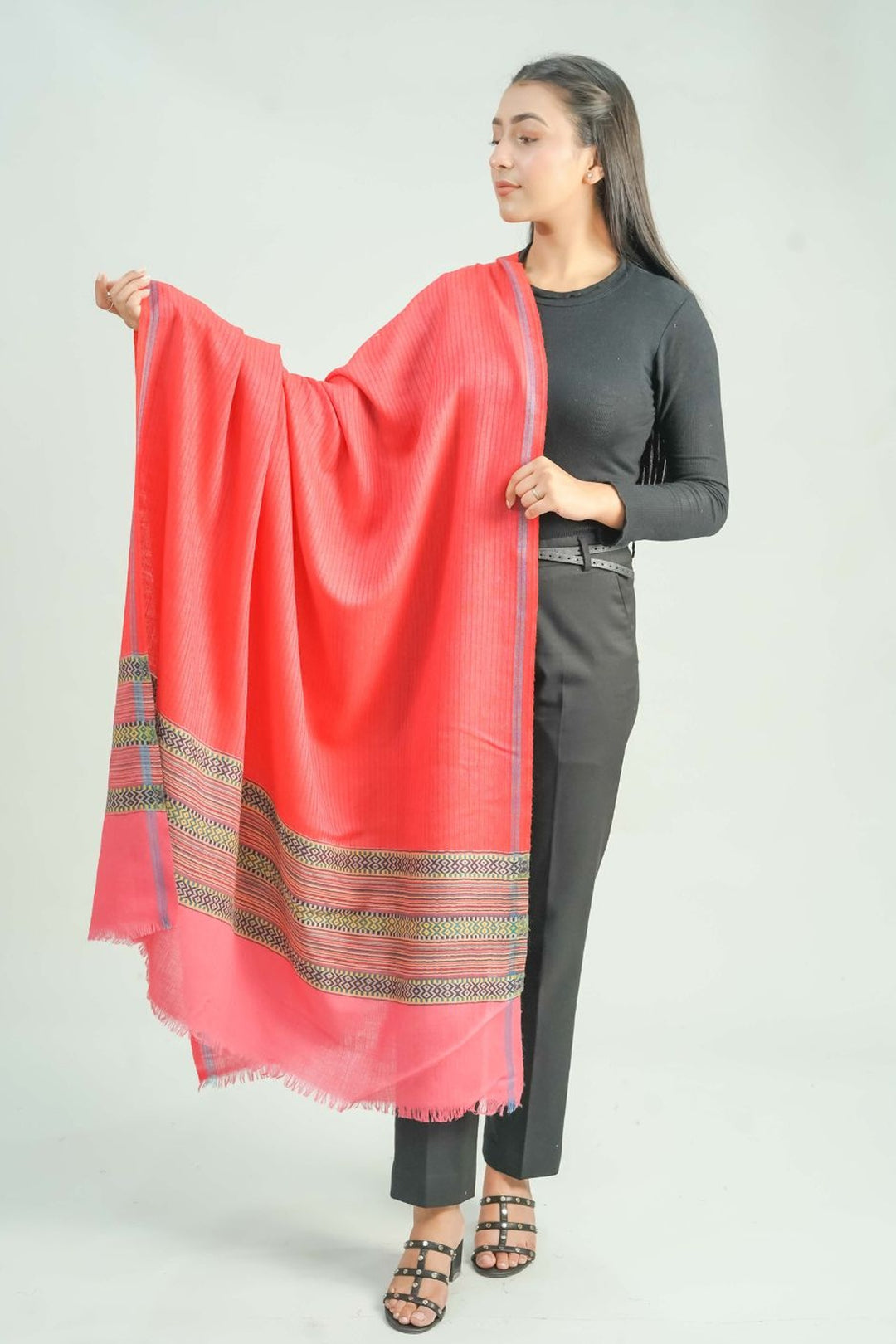 Woven Border Design Women's Shawl