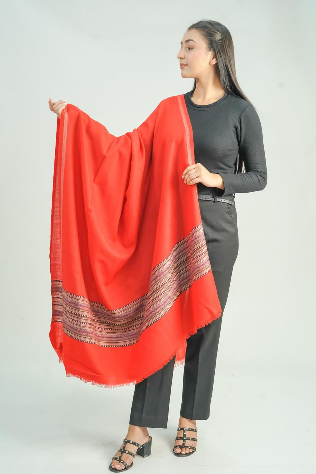 Woven Border Design (Two Colour) Women's Shawl