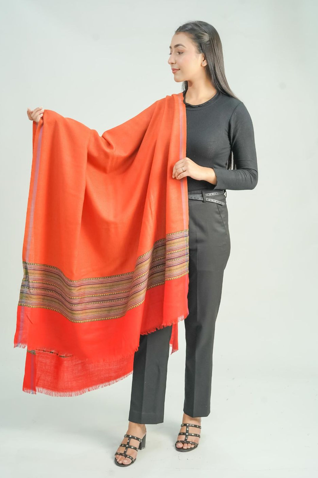 Woven Border Design (Two Colour) Women's Shawl