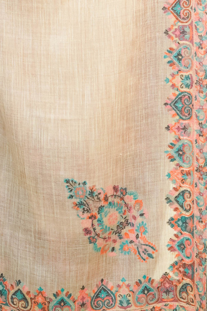 Beige  Kani Border Women's Stole