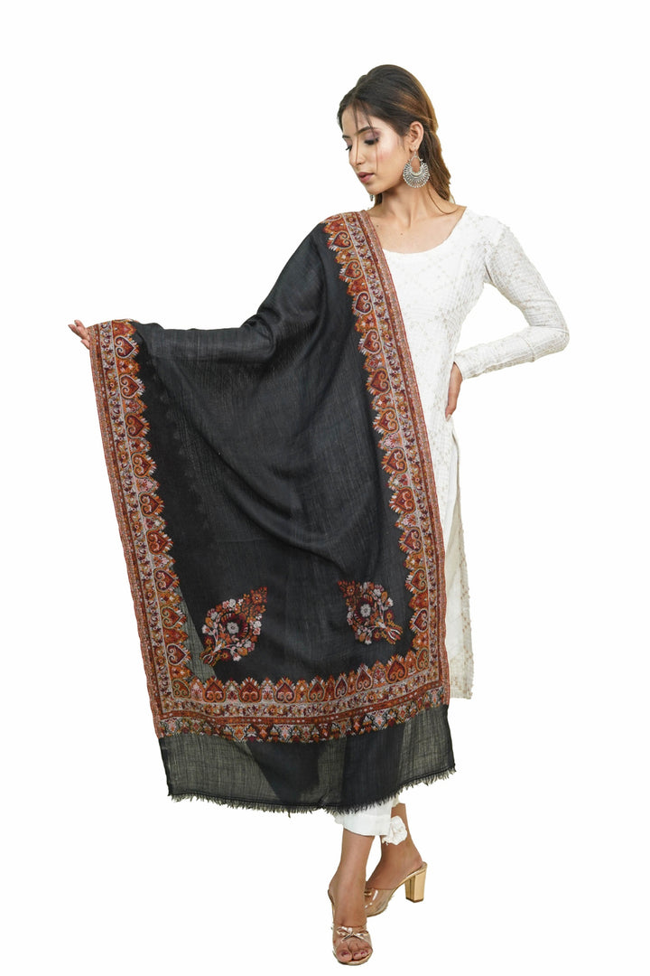 Beige  Kani Border Women's Stole