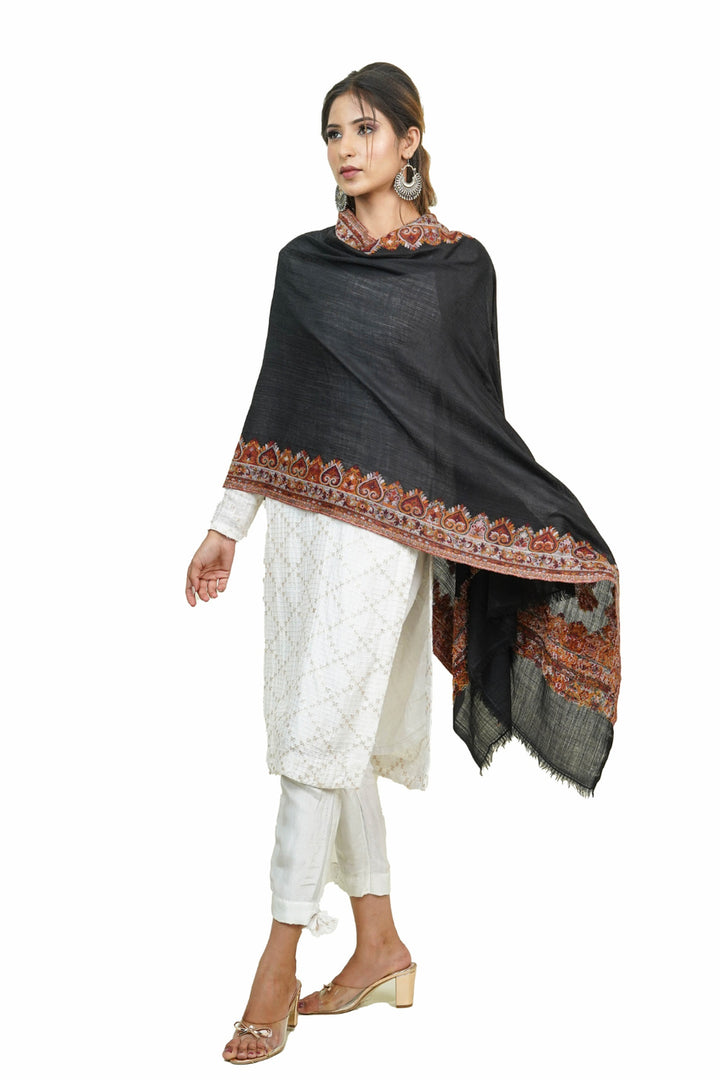 Beige  Kani Border Women's Stole