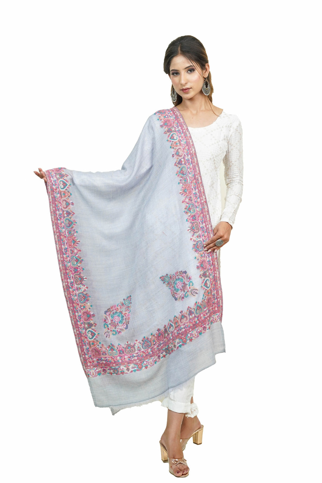 Beige  Kani Border Women's Stole