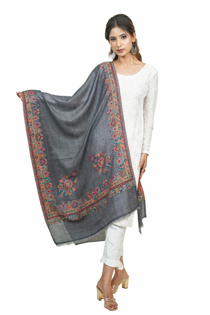 Beige  Kani Border Women's Stole