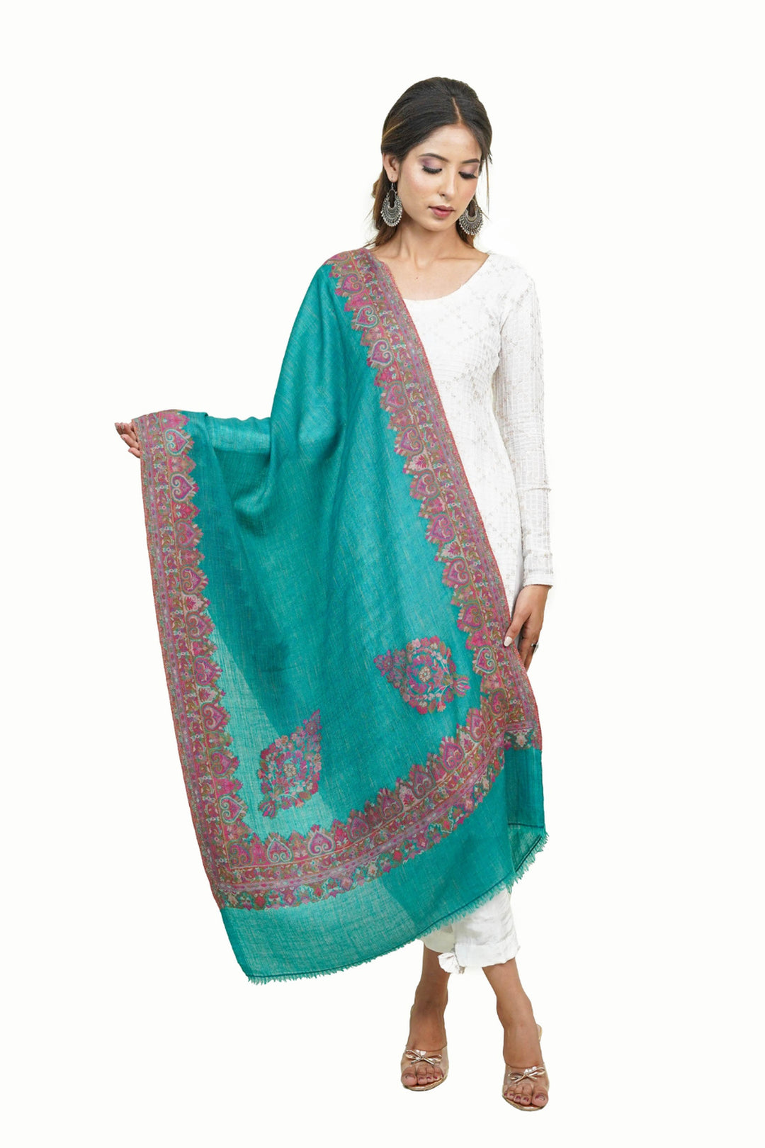 Beige  Kani Border Women's Stole
