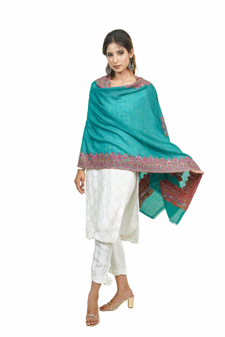 Beige  Kani Border Women's Stole