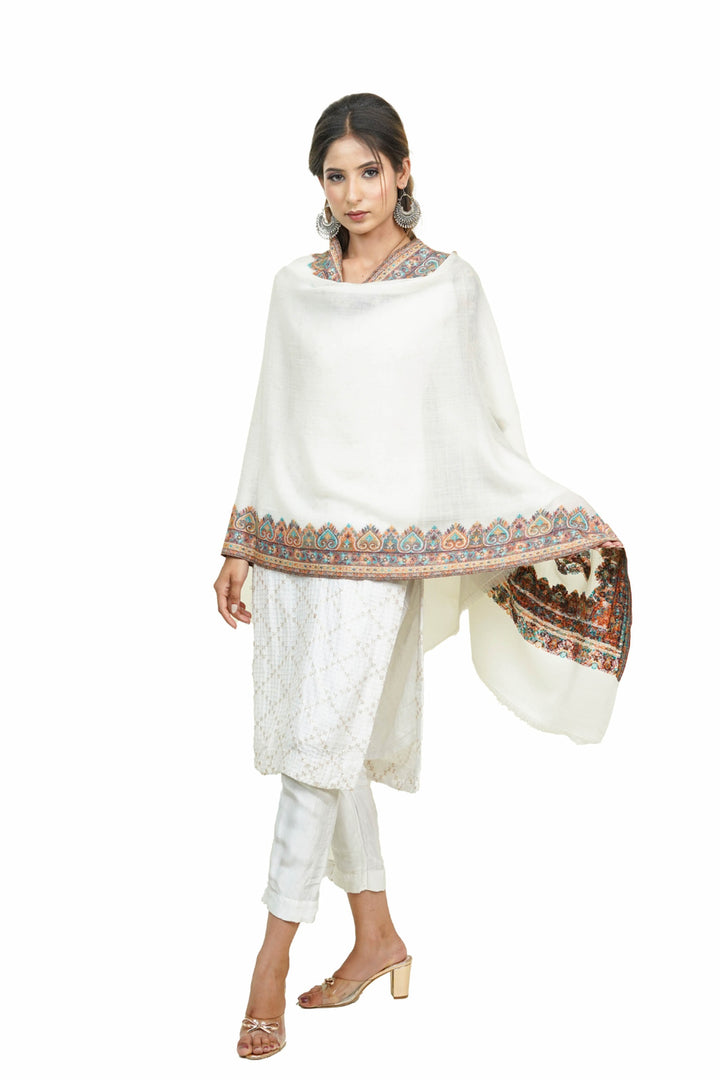 Beige  Kani Border Women's Stole