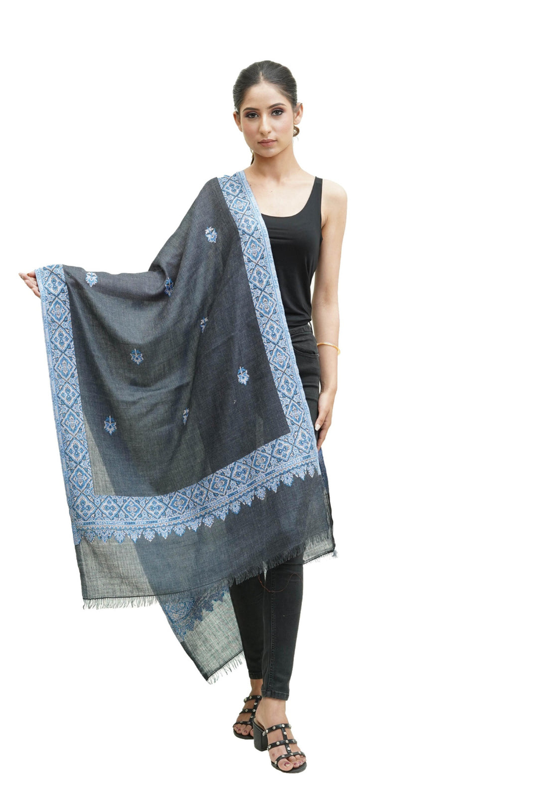 Kani Border And Booti Design Women's Stole