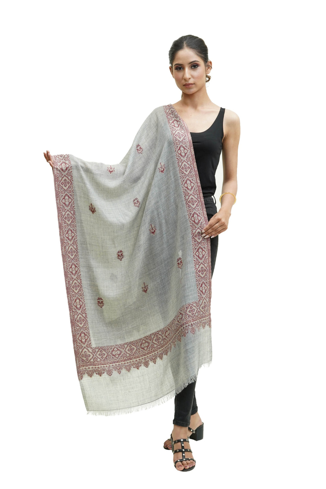 Kani Border And Booti Design Women's Stole