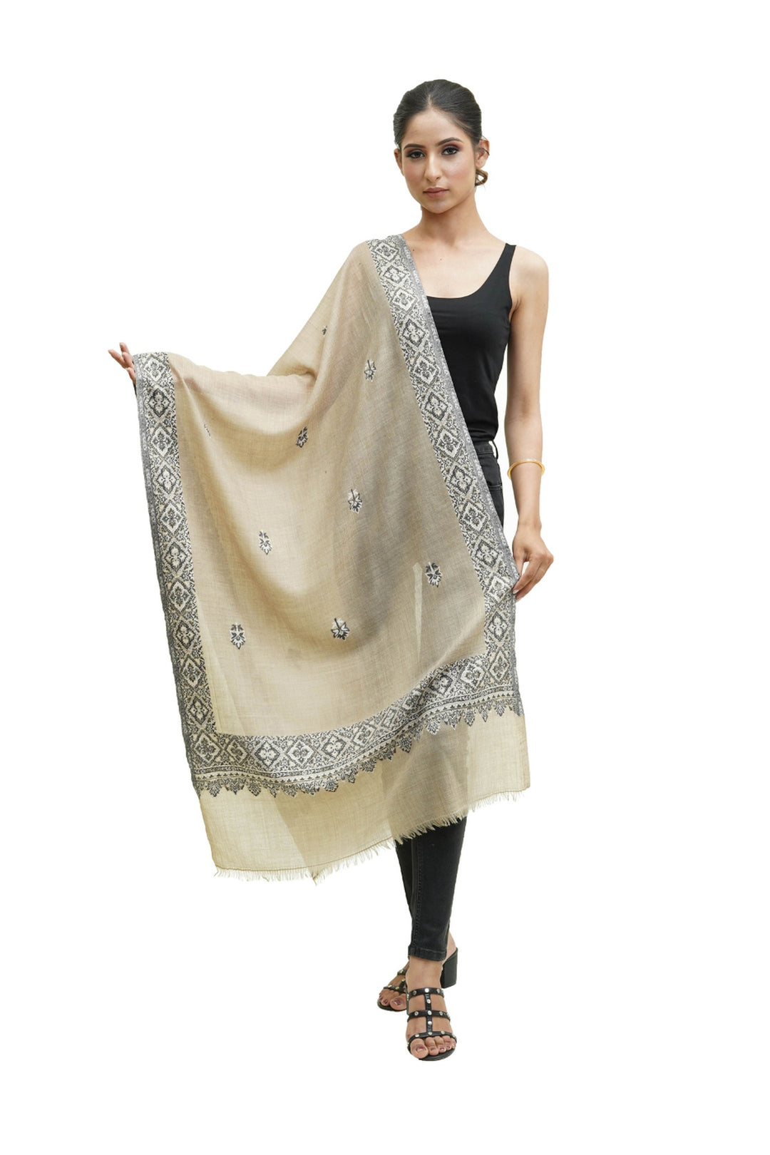 Kani Border And Booti Design Women's Stole
