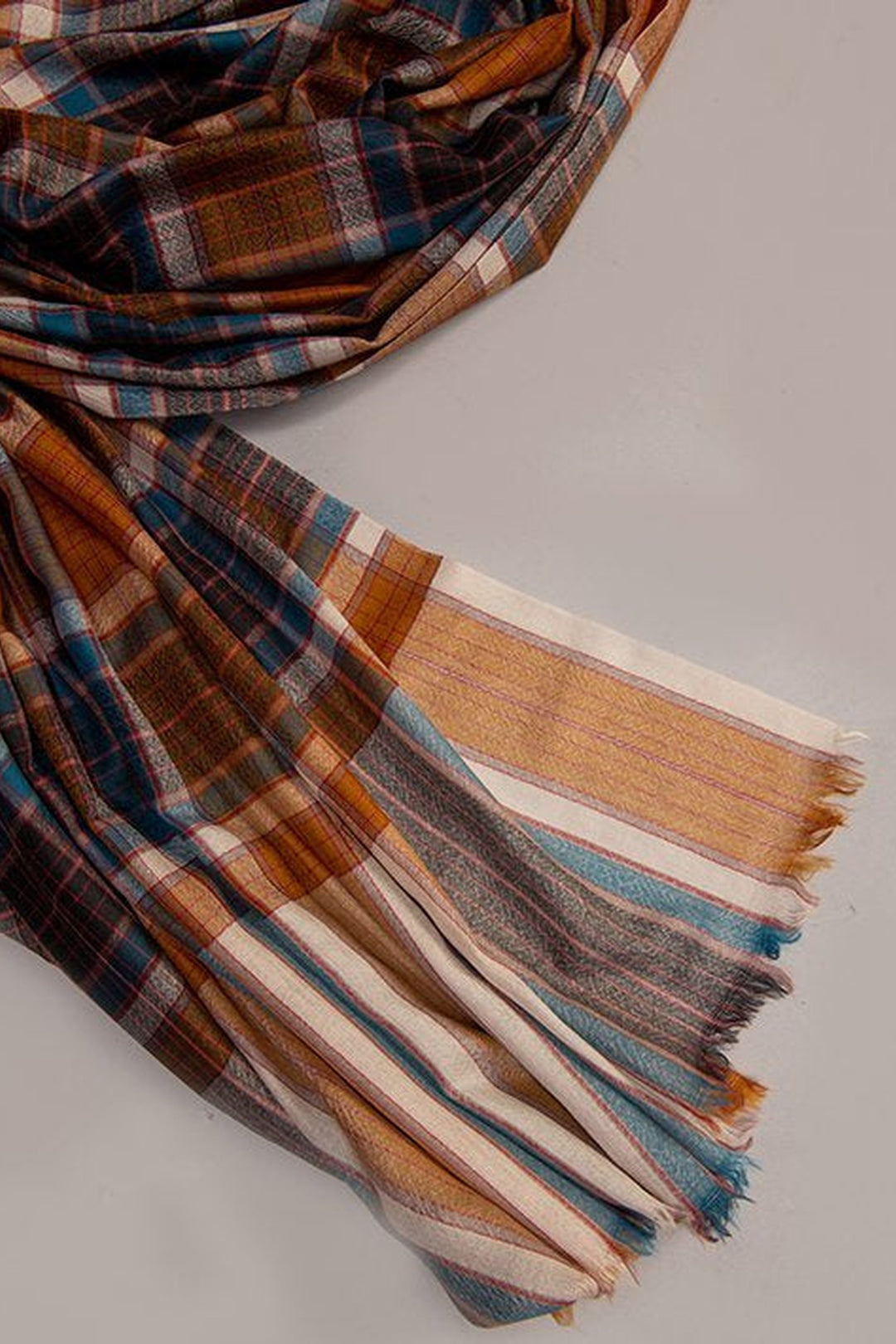 Multicoloured Reversible Check Shawl