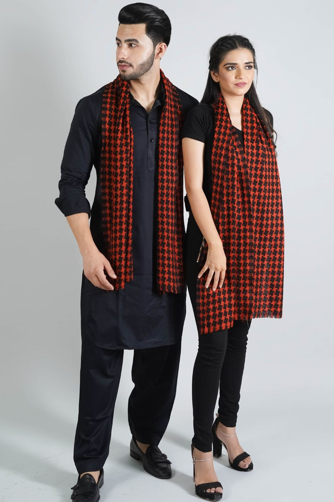 Thick Merino Wool Scarf - Houndstooth