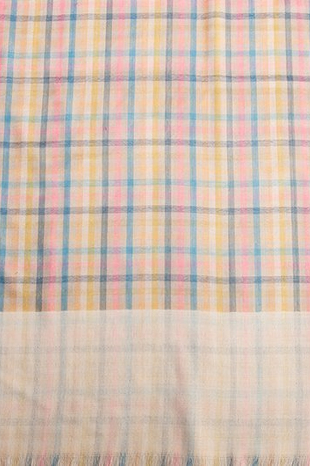 Multicoloured Reversible Check Shawl In Merino Wool