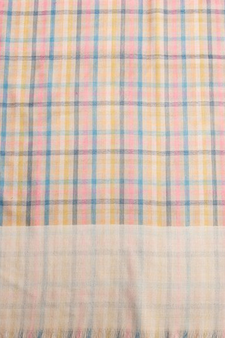 Multicoloured Reversible Check Shawl In Merino Wool