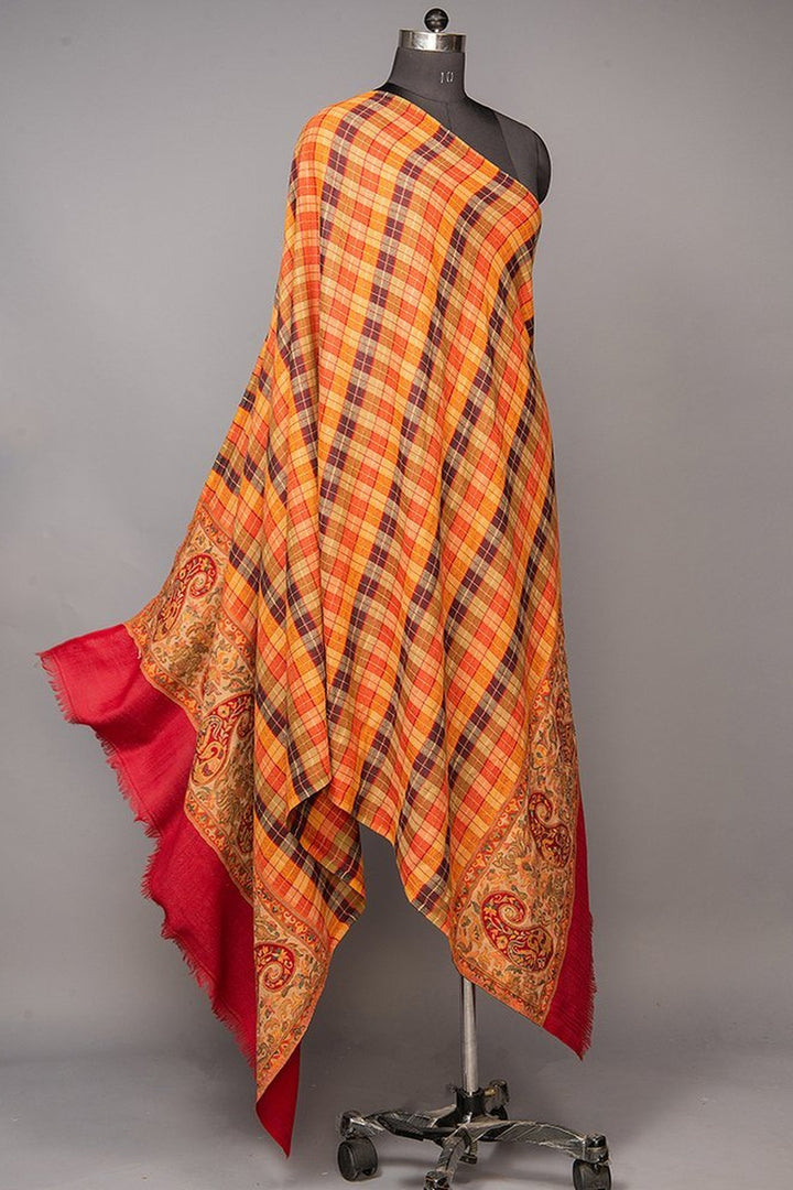 Multicoloured Kani Palla Check Merino Wool Shawl