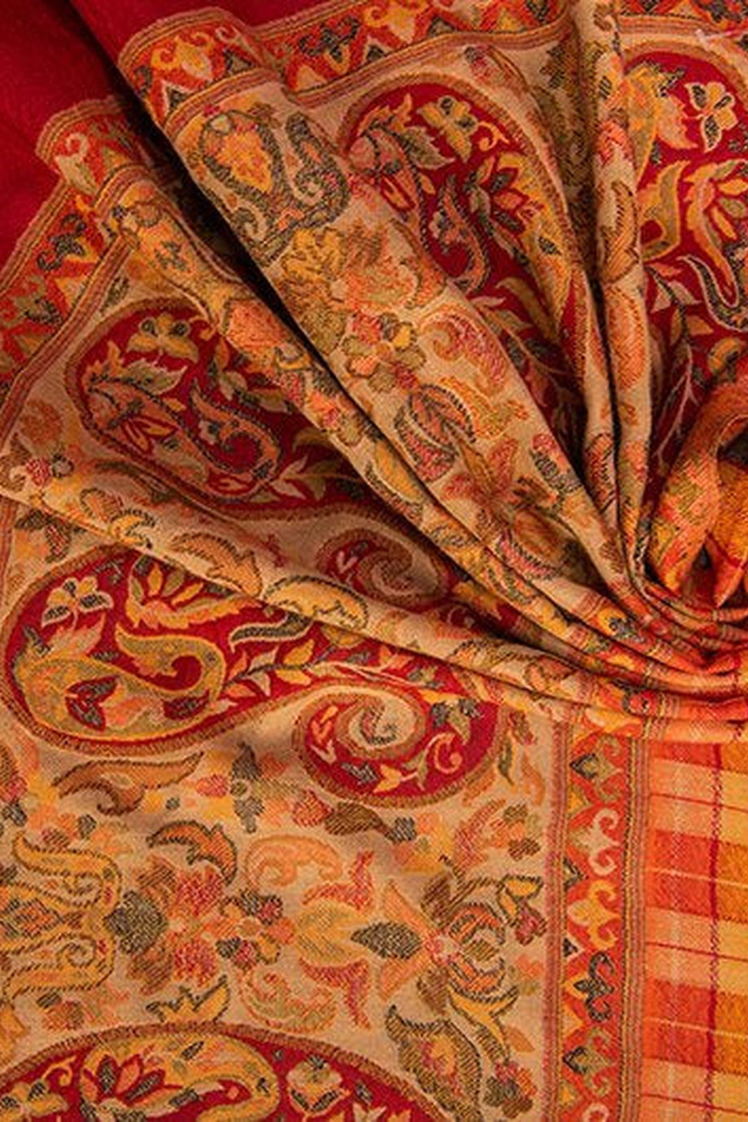 Multicoloured Kani Palla Check Merino Wool Shawl