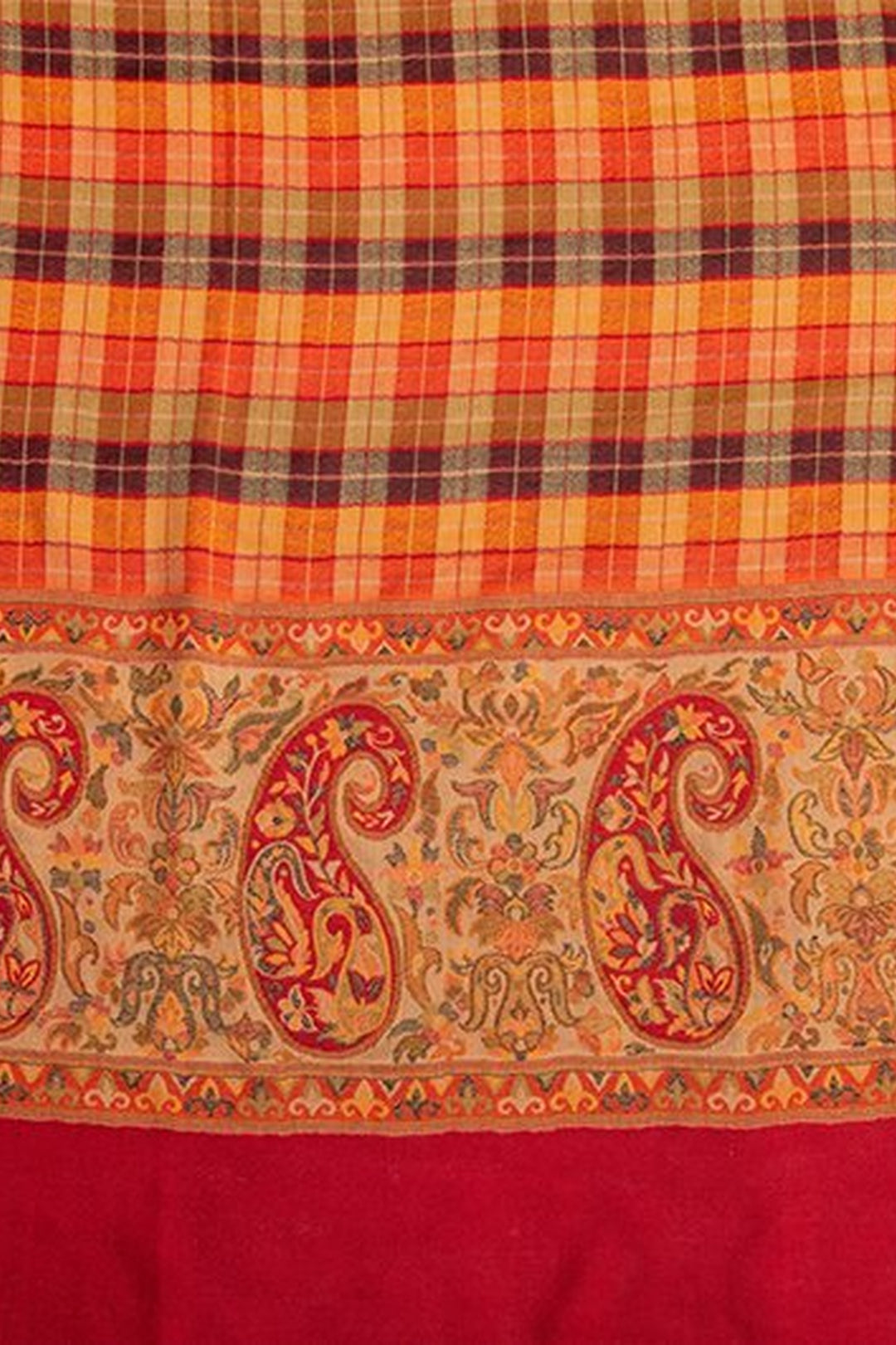 Multicoloured Kani Palla Check Merino Wool Shawl