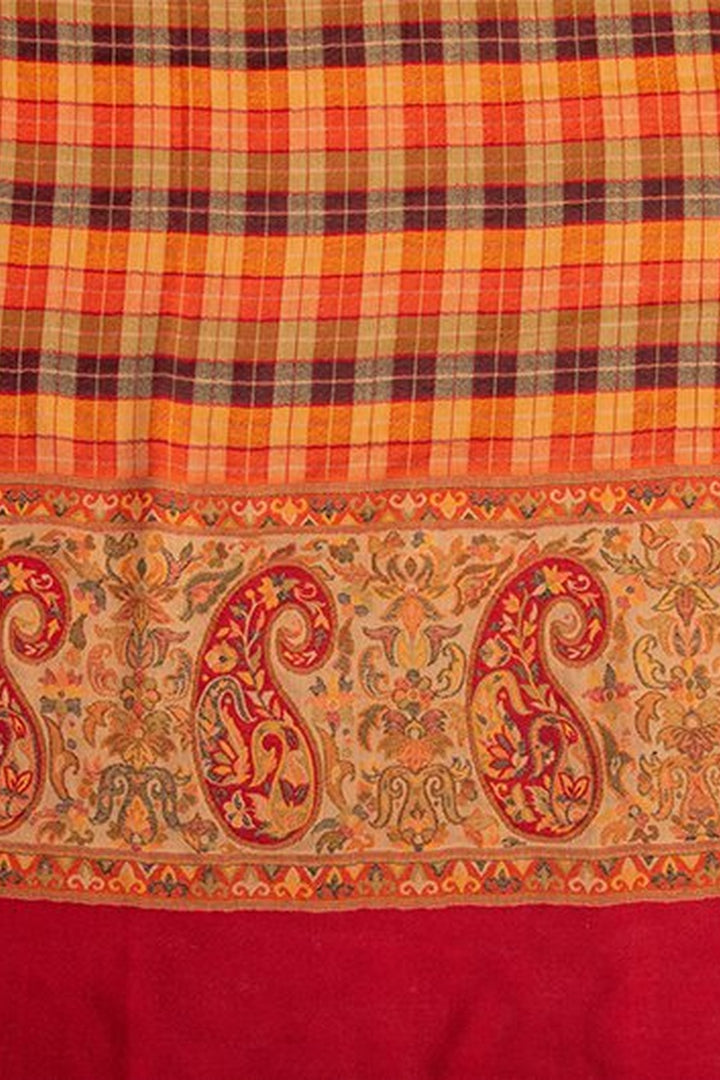 Multicoloured Kani Palla Check Merino Wool Shawl