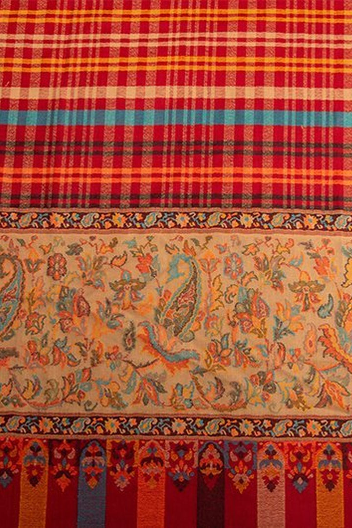 Multicoloured Kani Palla Check Merino Wool Shawl