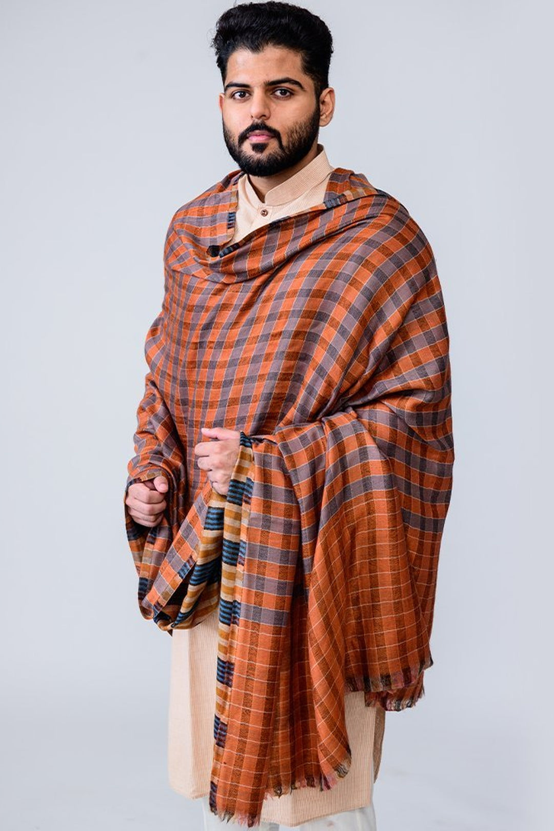 Reversible Gents Shawl In Fine Merino Wool