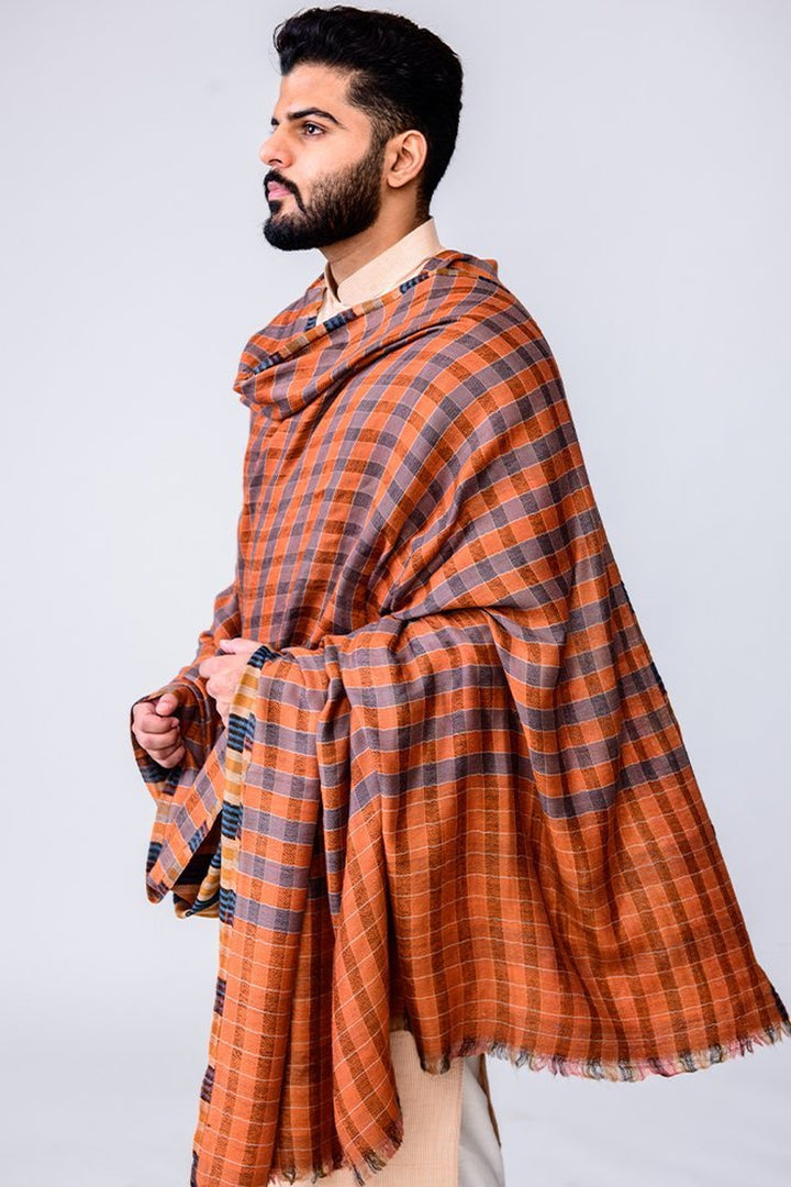 Reversible Gents Shawl In Fine Merino Wool