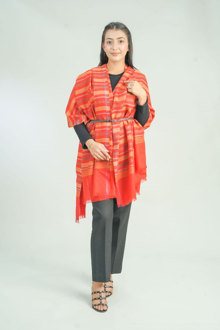 Woven Stripe Pattern Women's Shawl