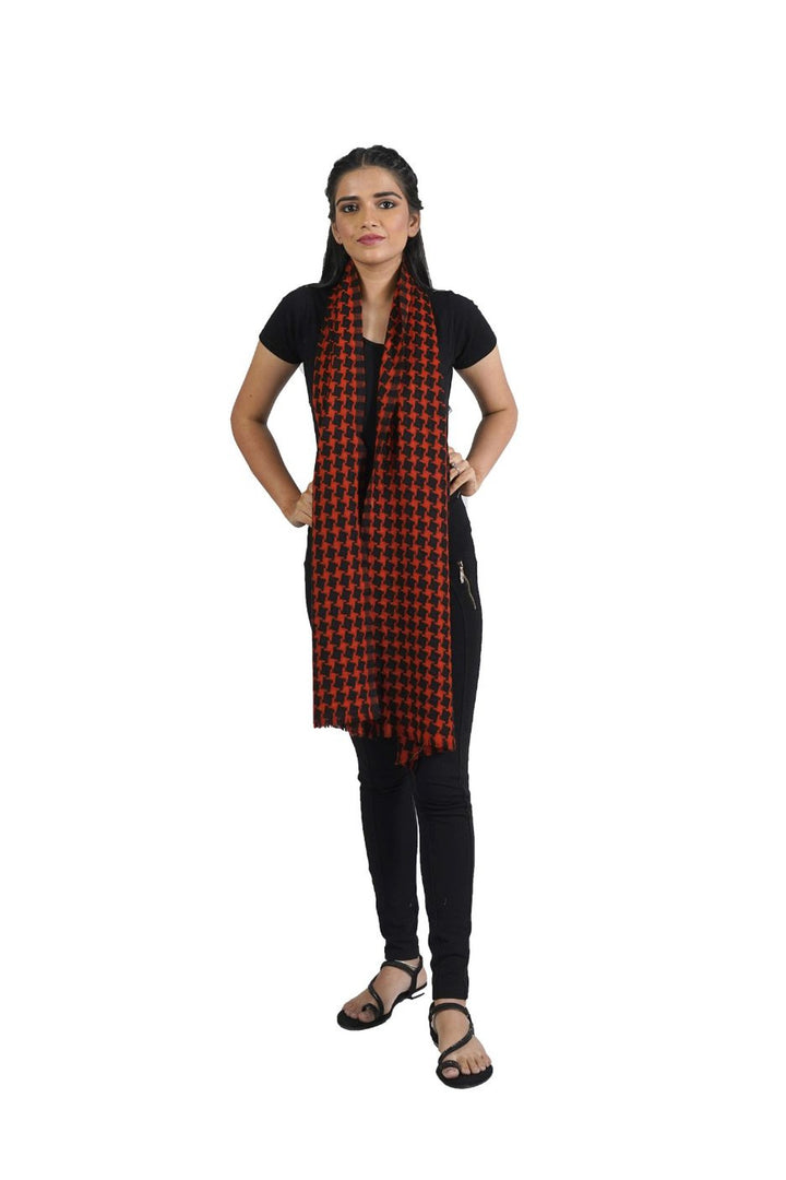 Thick Merino Wool Scarf - Houndstooth