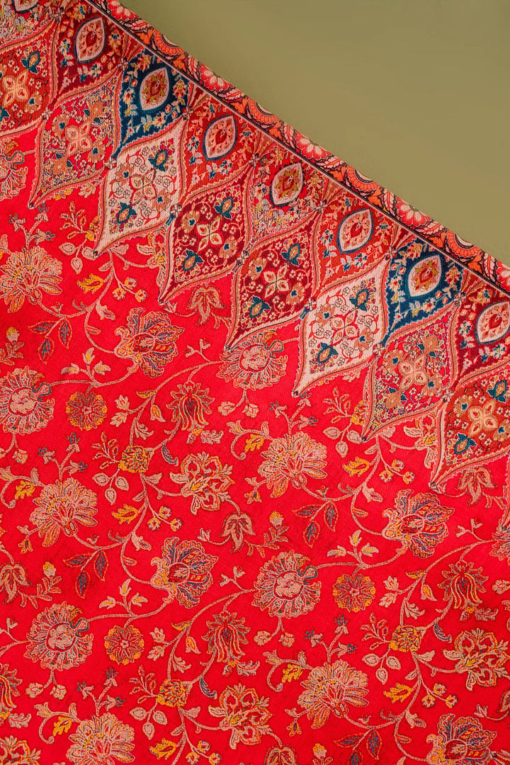 Floral Panel Style Unstitched Suit With Reversible Dupatta