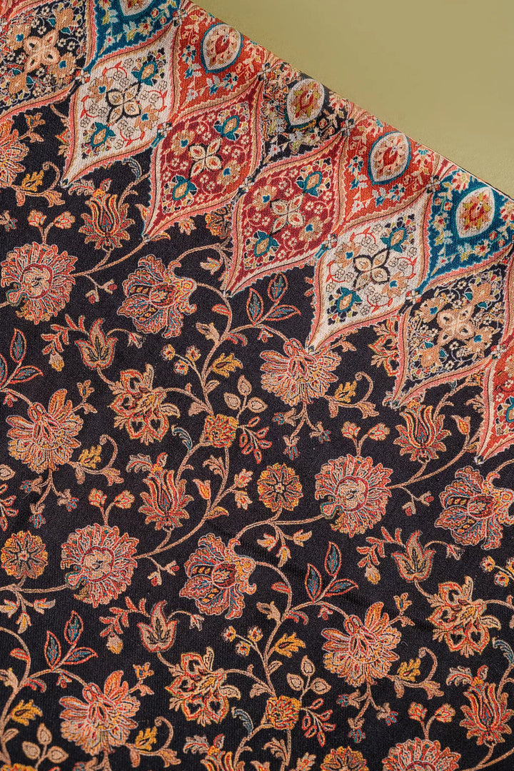 Floral Panel Style Unstitched Suit With Reversible Dupatta