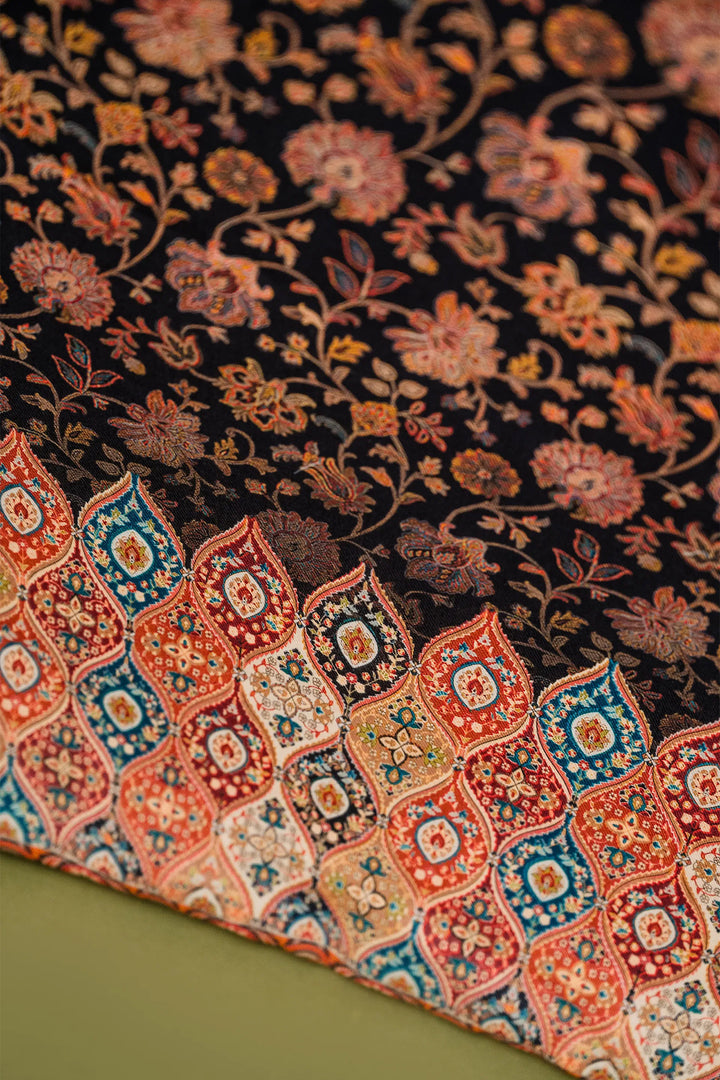 Floral Panel Style Unstitched Suit With Reversible Dupatta