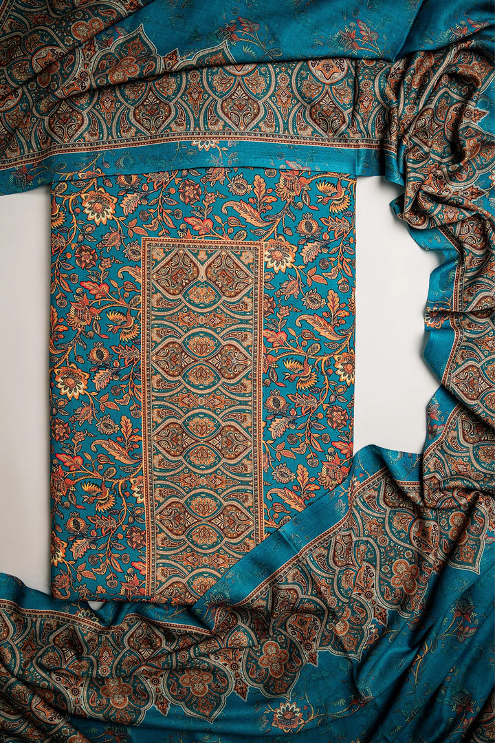 Traditional Pallu Unstitched Suit With Reversible Dupatta