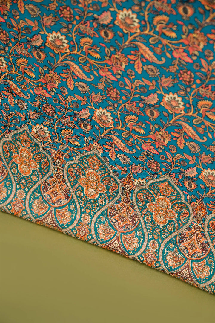 Traditional Pallu Unstitched Suit With Reversible Dupatta