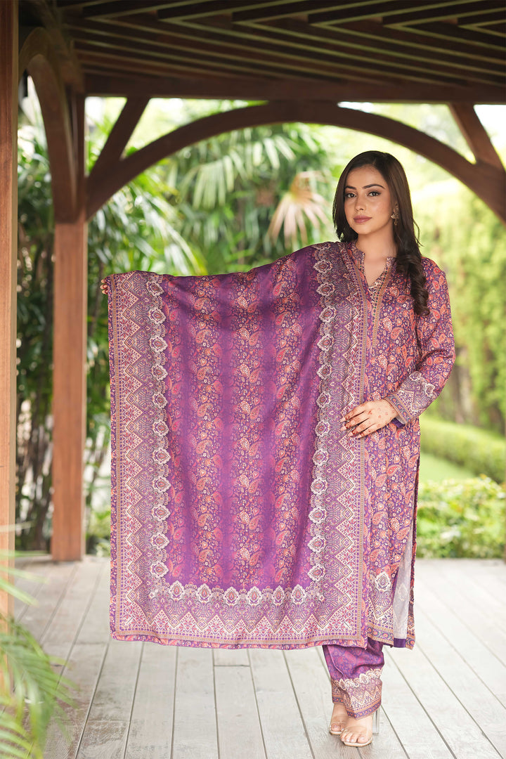 Panel Style Unstitched Suit With Reversible Dupatta